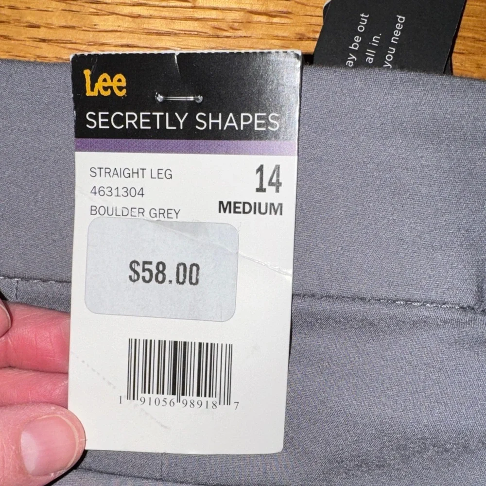 Women’s Lee Secretly Shapes straight leg boulder gray dress pants size‎ 14. NWT
